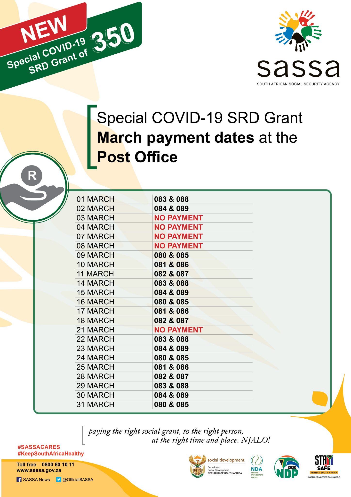 CONFIRMED R350 SASSA SRD Payment Dates For 2022 Linkon