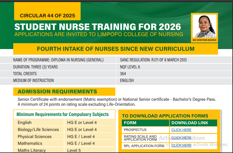 Limpopo Nursing Intake 2026